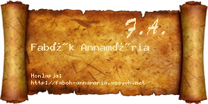 Fabók Annamária névjegykártya